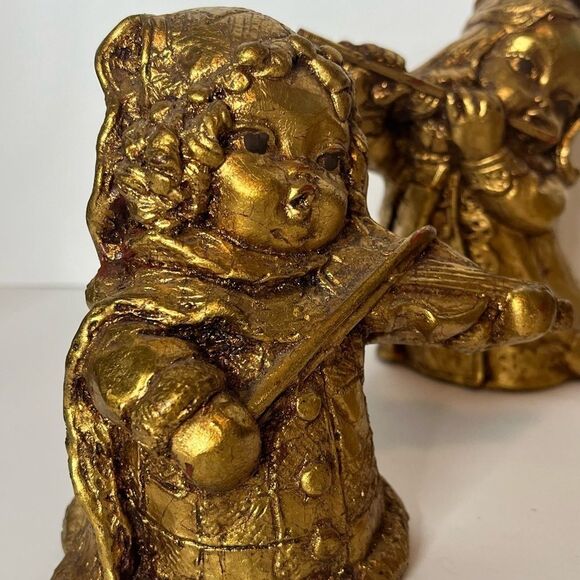 Vintage ARP Paper Mache Light‎ Figurine Musicians Gold Gilt 6” Japan Set of 6 - Picture 7 of 12
